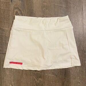 White Tennis Skirt with Red Logo